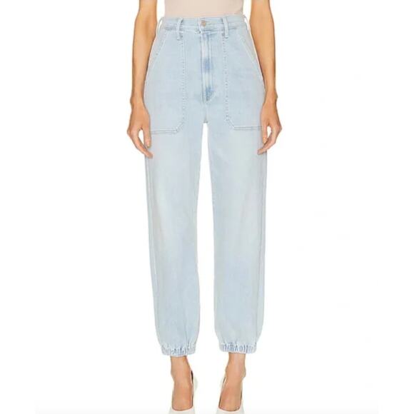 MOTHER Denim The Wrapper Patch Springy Ankle Pants in Chill Pill - Picture 1 of 8